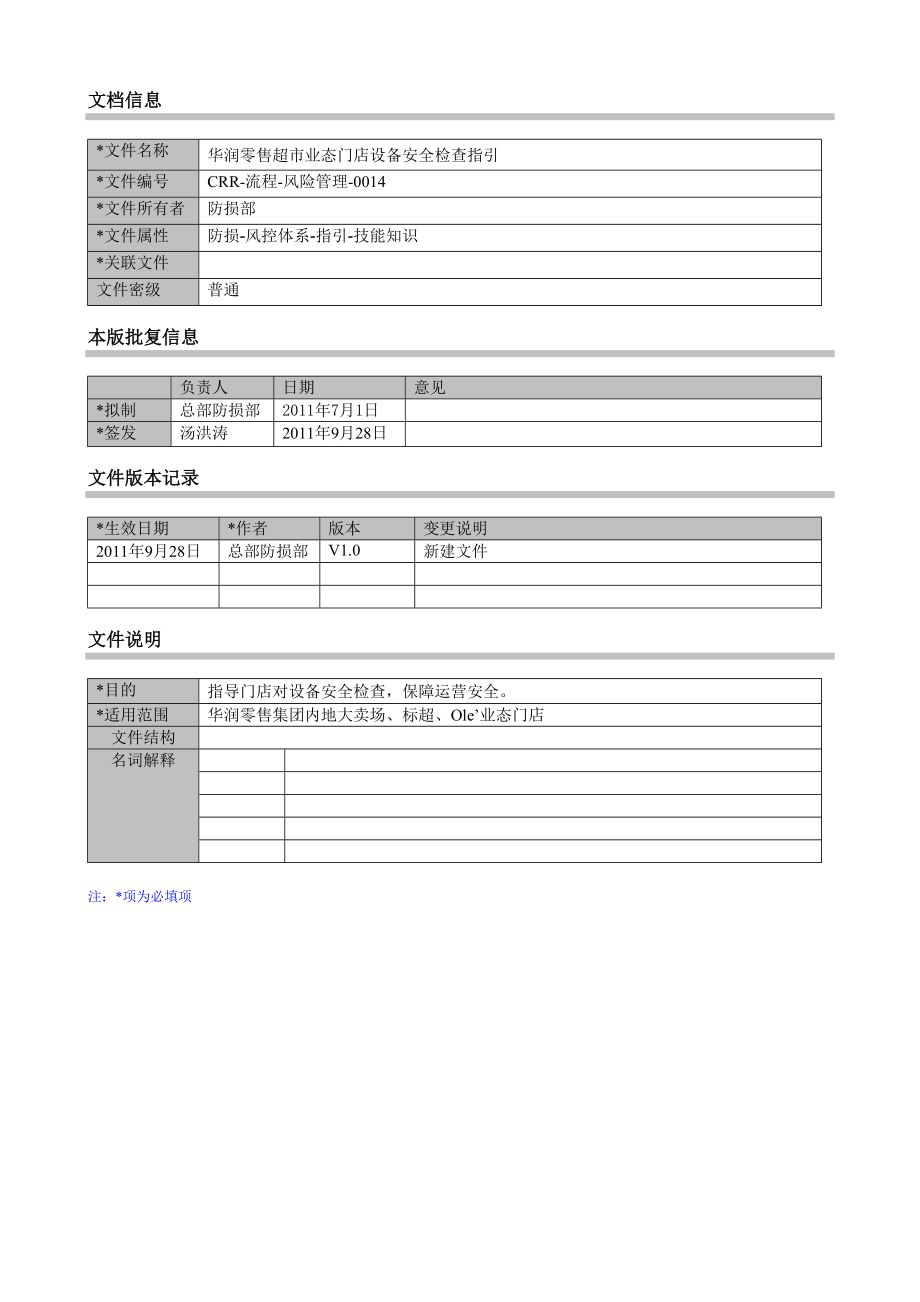 华润零售超市业态门店设备安全检查指引.doc_第1页