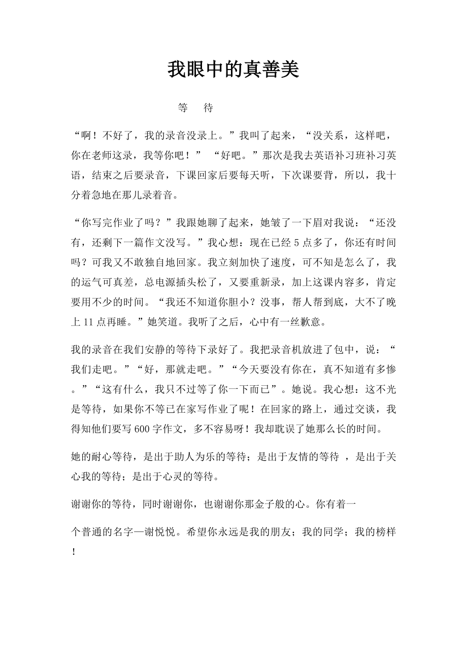 我眼中的真善美(1).docx_第1页