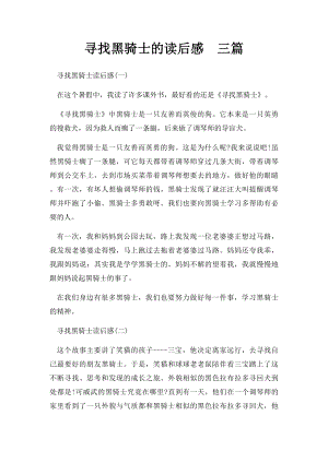 寻找黑骑士的读后感三篇.docx