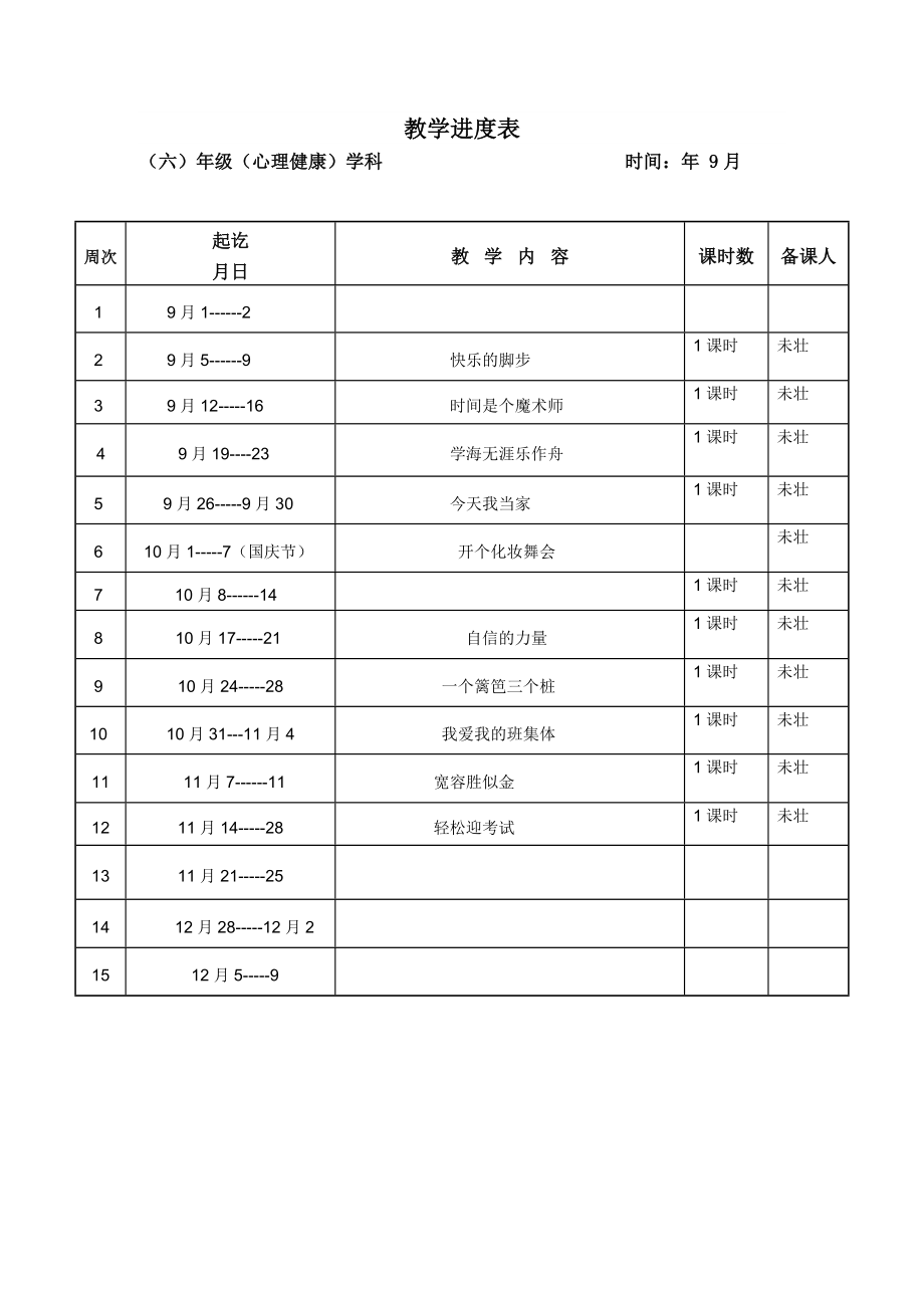 辽大版心理健康六级上册全册教案.doc_第2页