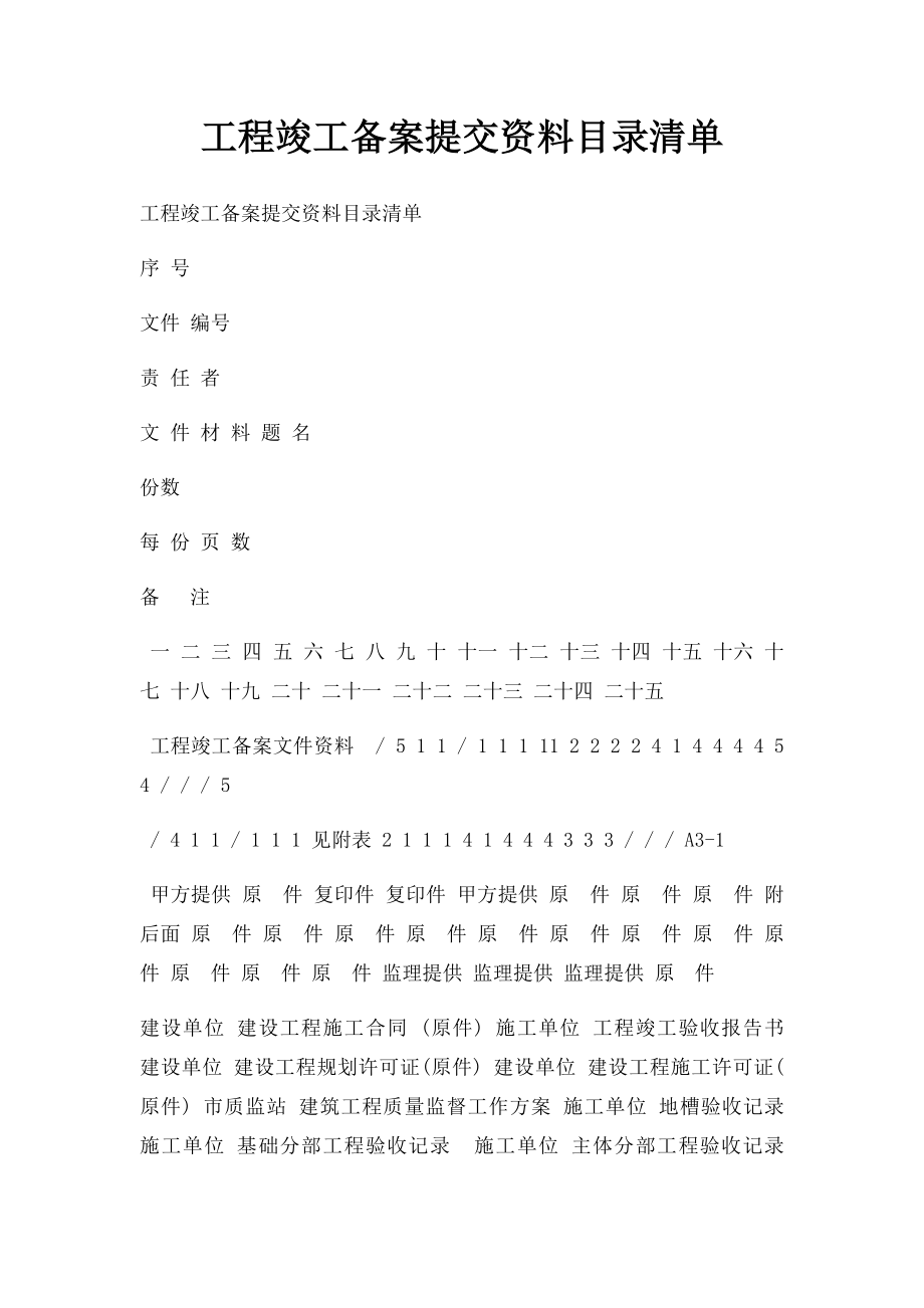 工程竣工备案提交资料目录清单.docx_第1页