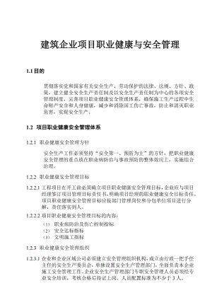 【精品】建筑企业项目职业健康与安全管理.doc