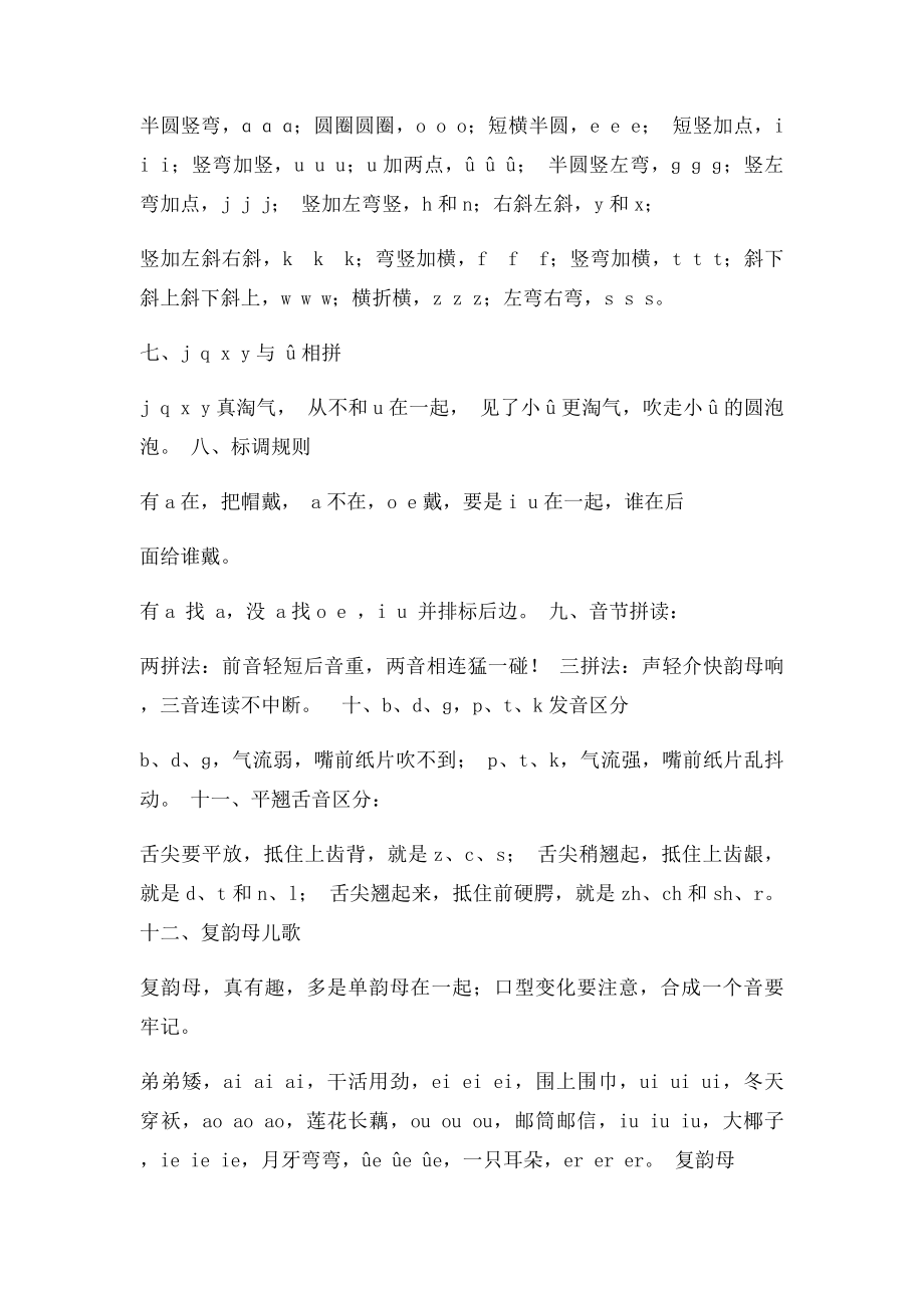 小学一年级汉语拼音字母儿歌与口诀.docx_第2页