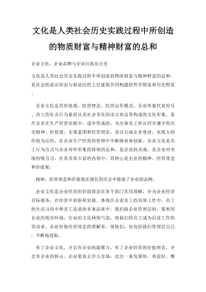 文化是人类社会历史实践过程中所创造的物质财富与精神财富的总和.docx