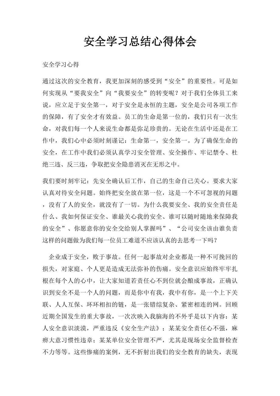 安全学习总结心得体会.docx_第1页