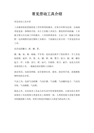 常见劳动工具介绍.docx