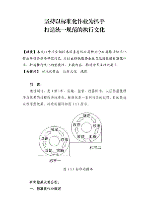 坚持以标准化作业为抓手 打造统一规范的执行文化.doc