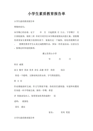 小学生素质教育报告单.docx