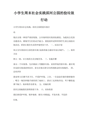 小学生周末社会实践滨河公园的捡垃圾行动.docx