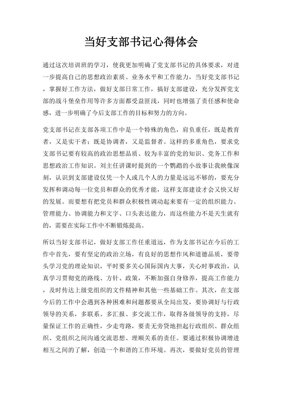 当好支部书记心得体会.docx_第1页