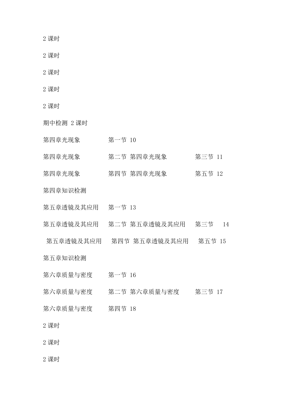 年级物理上册教学进度安排表.docx_第2页