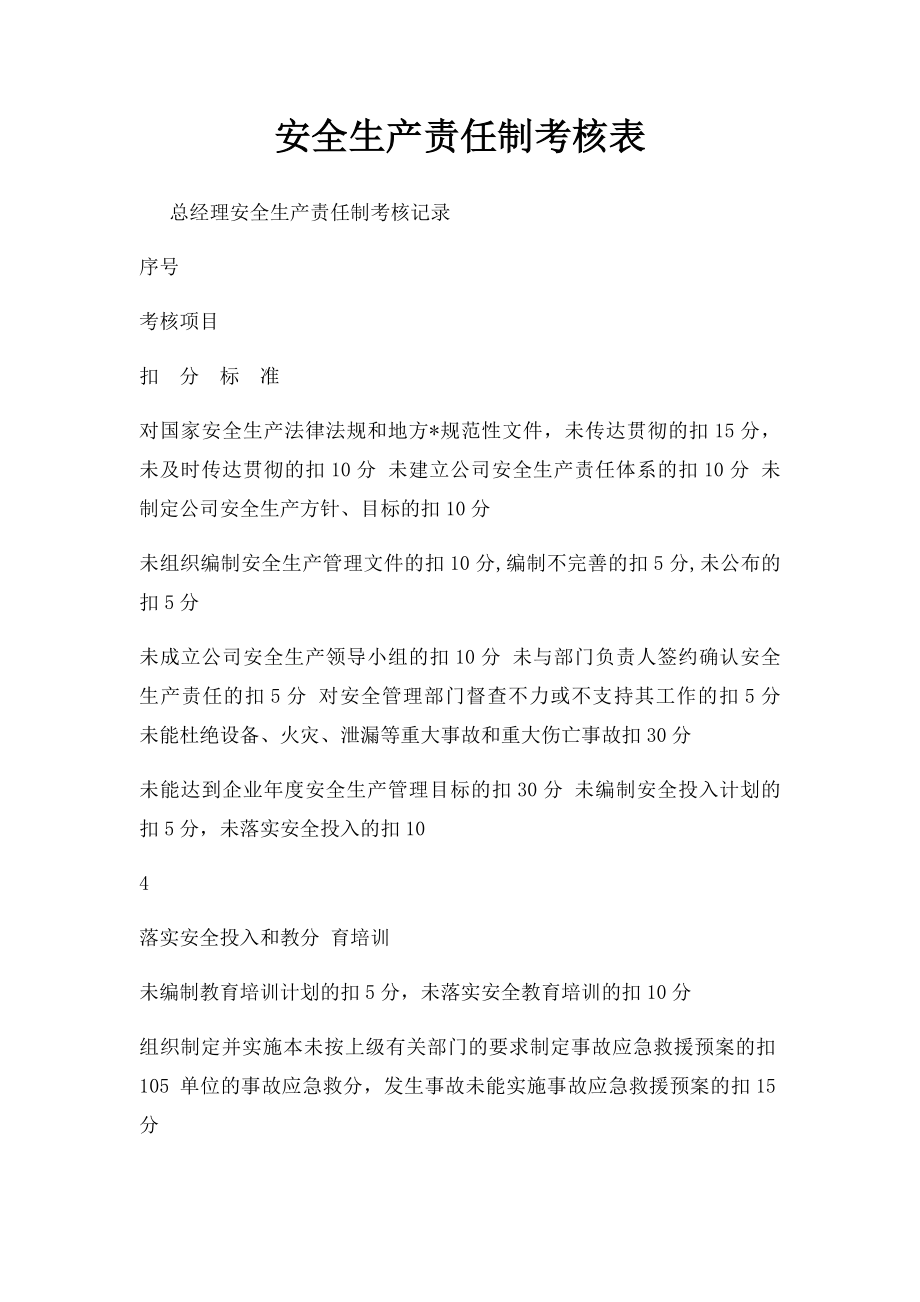 安全生产责任制考核表.docx_第1页