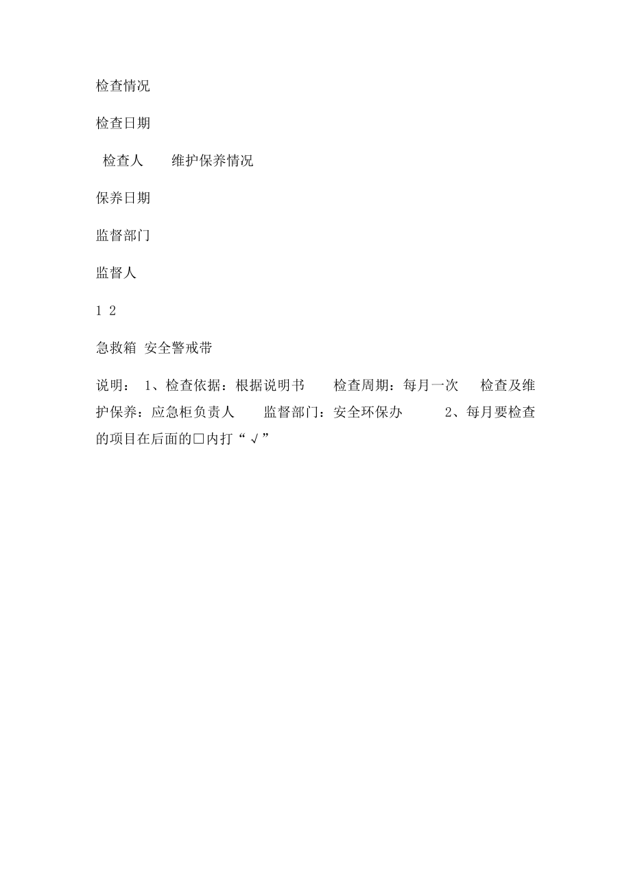 应急救援器材检查维护保养记录表.docx_第2页