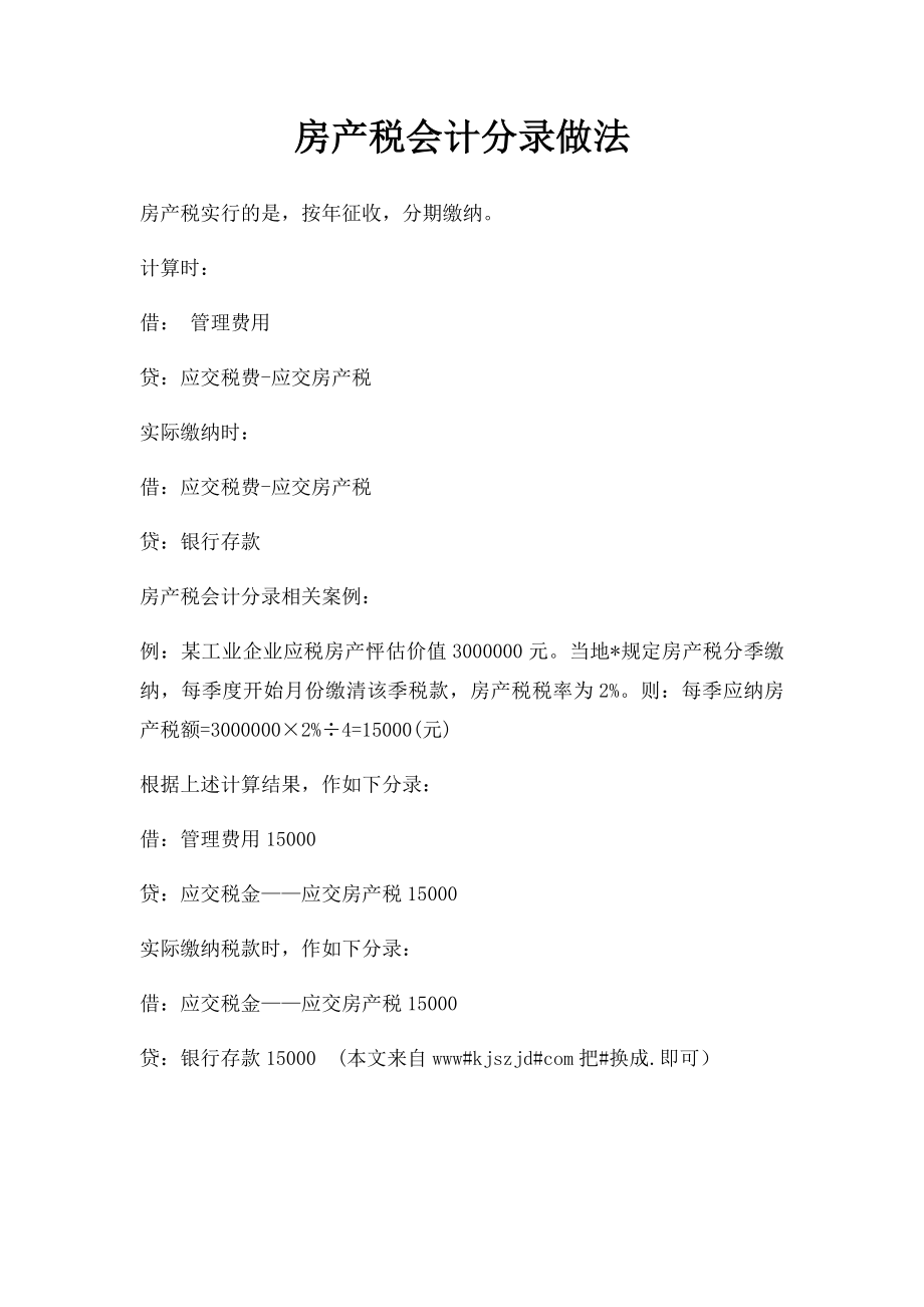 房产税会计分录做法.docx_第1页