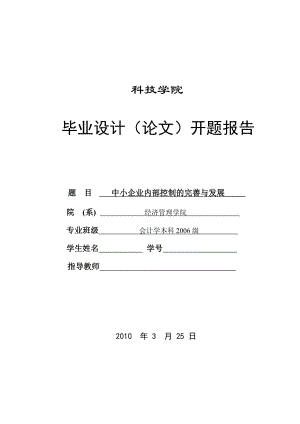 262.B中小企业内部控制的完善与发展 开题报告.doc