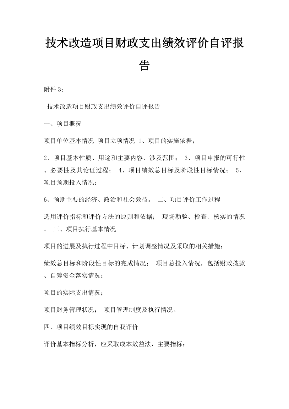 技术改造项目财政支出绩效评价自评报告.docx_第1页