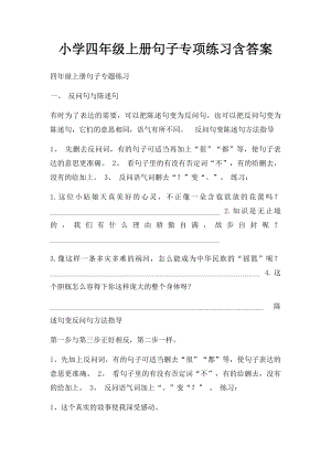 小学四年级上册句子专项练习含答案.docx