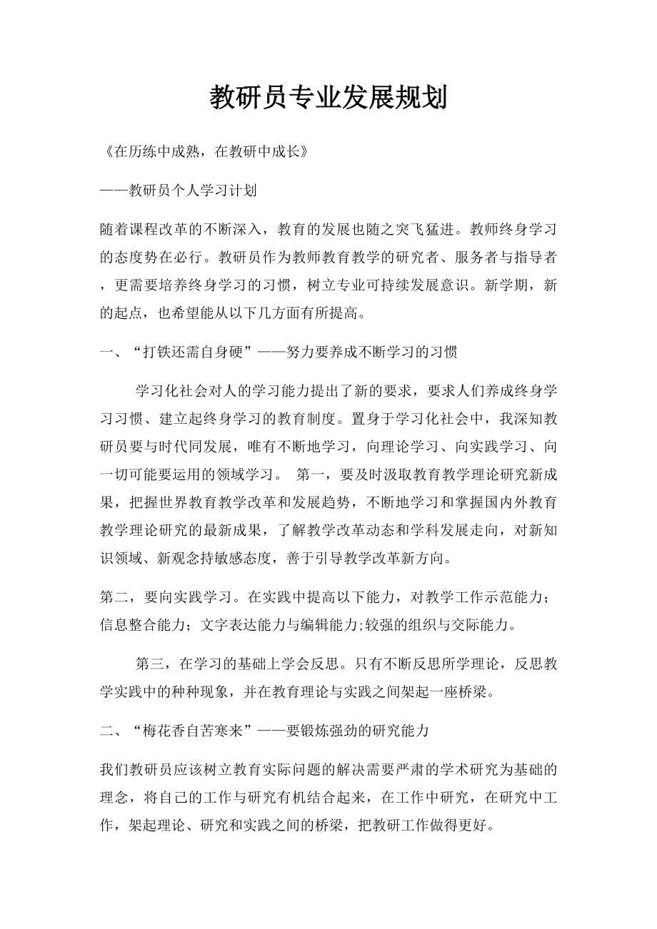 教研员专业发展规划.docx_第1页