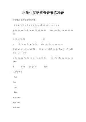 小学生汉语拼音音节练习表.docx