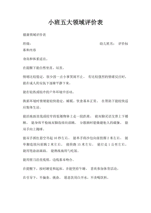 小班五大领域评价表(1).docx