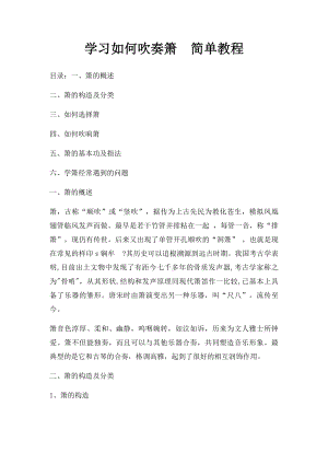 学习如何吹奏箫简单教程.docx