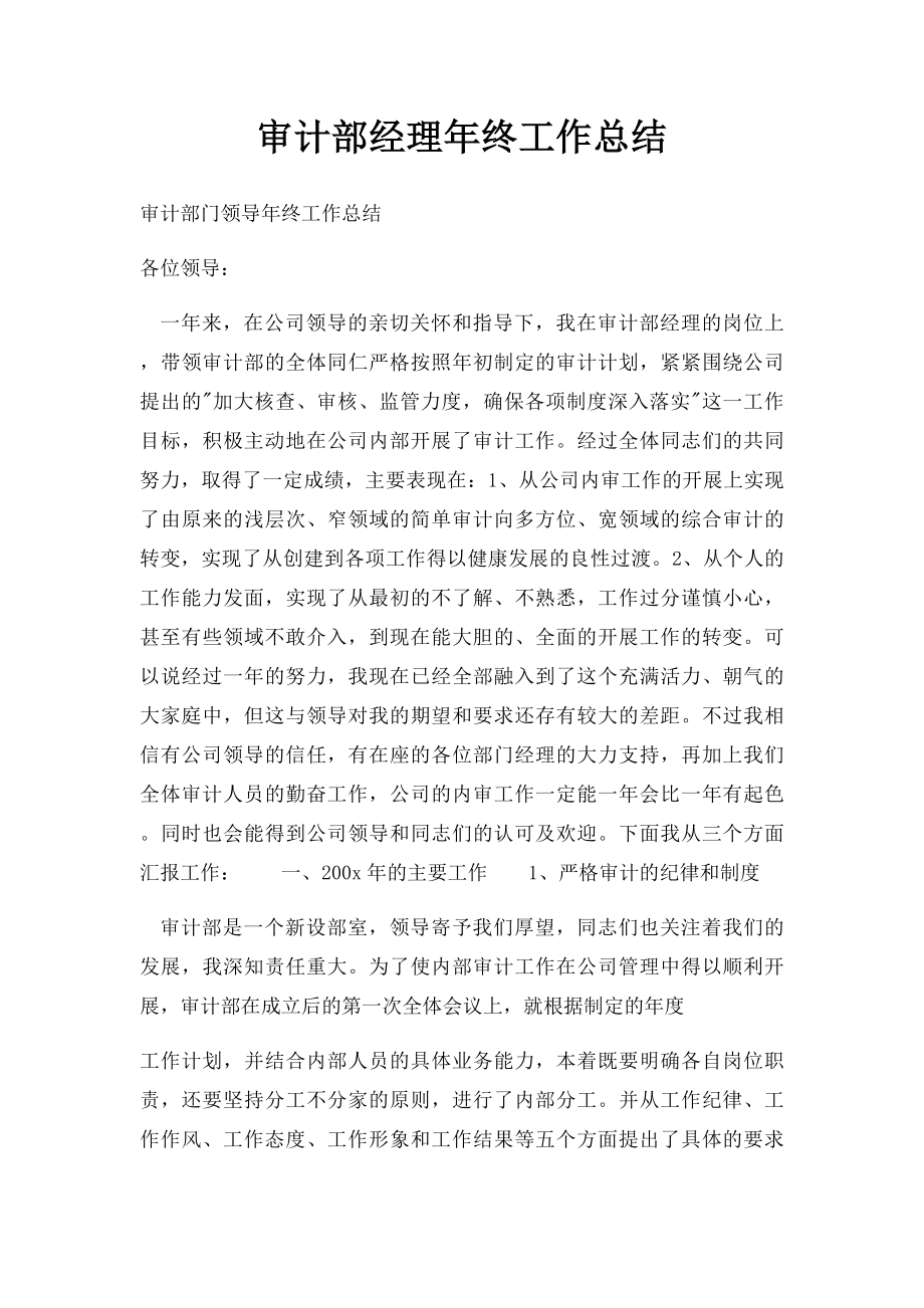 审计部经理年终工作总结.docx_第1页