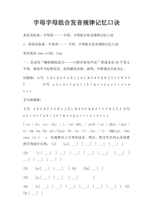 字母字母组合发音规律记忆口诀 .docx