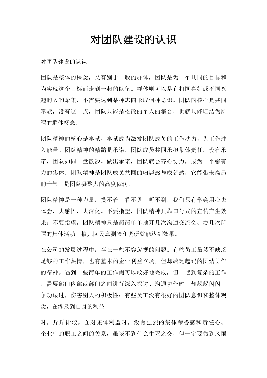 对团队建设的认识.docx_第1页