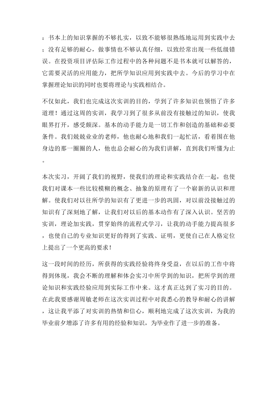 投资项目评估实训总结.docx_第2页