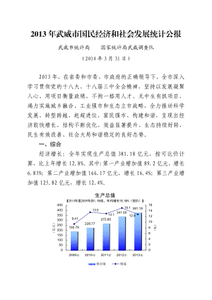 武威市国民经济和社会发展统计公报.doc