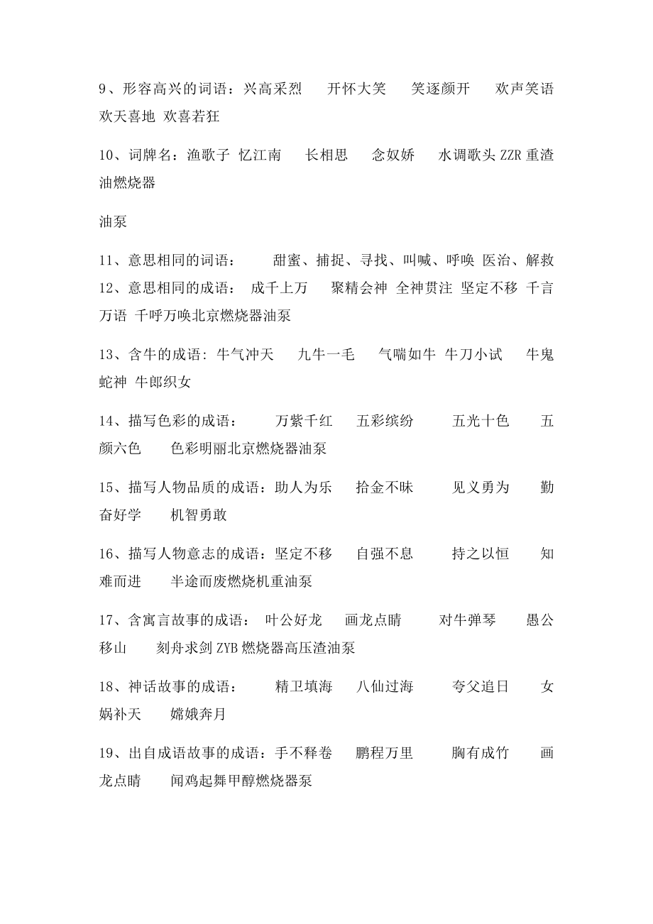 小学四年级下册语文复习成语解释和词语归类.docx_第3页