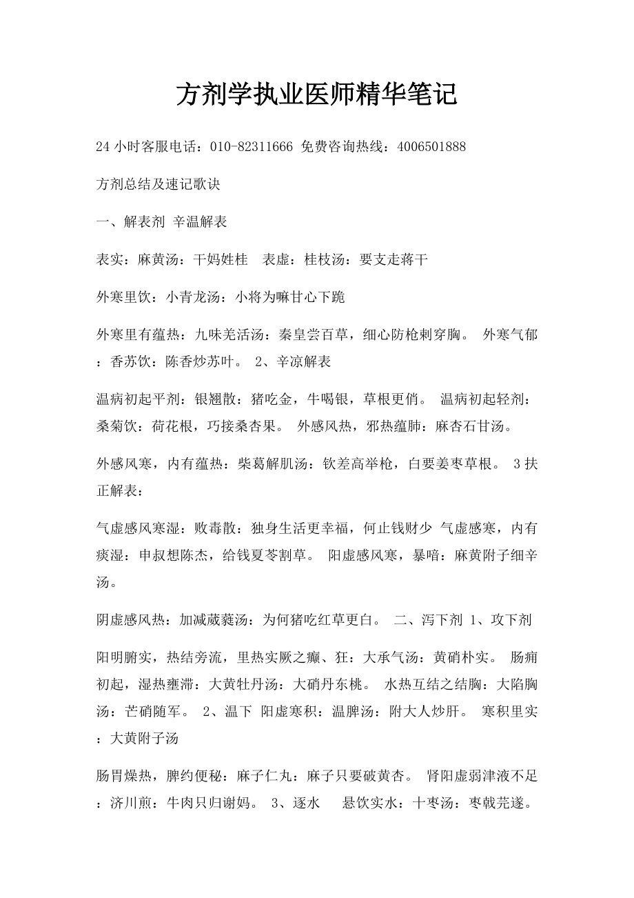 方剂学执业医师精华笔记.docx_第1页