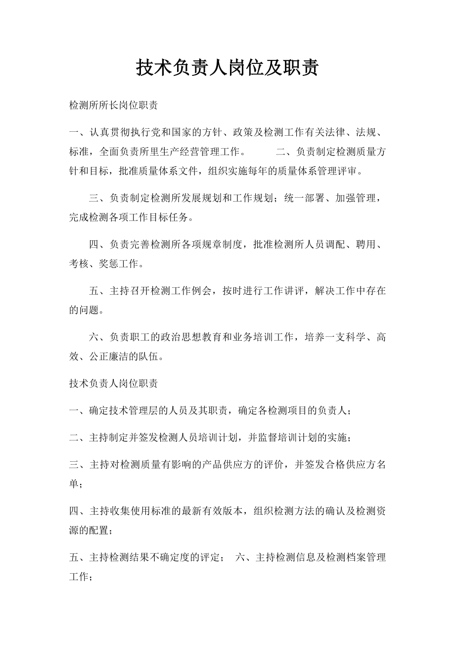 技术负责人岗位及职责.docx_第1页