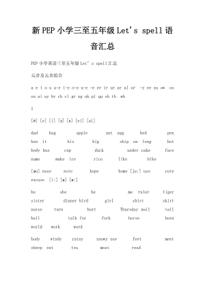 新PEP小学三至五年级Let's spell语音汇总.docx