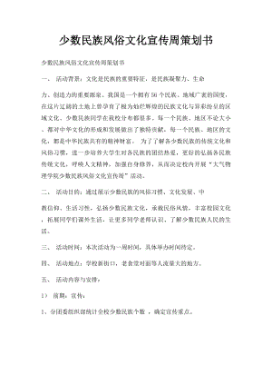 少数民族风俗文化宣传周策划书.docx