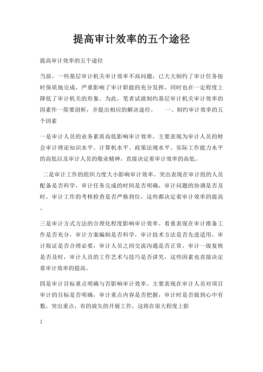 提高审计效率的五个途径.docx_第1页