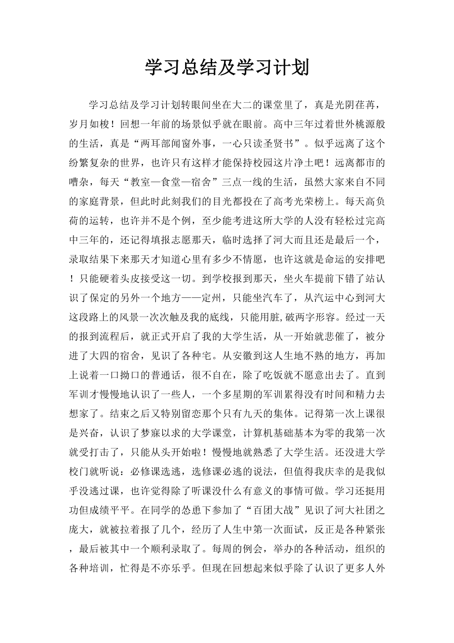 学习总结及学习计划 (1).docx_第1页