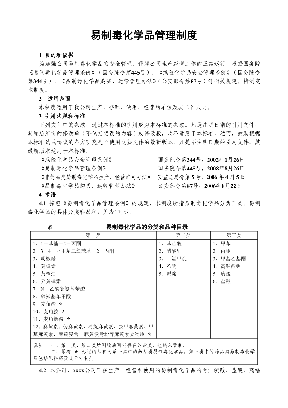 企业 易制毒化学品管理制度.doc_第1页