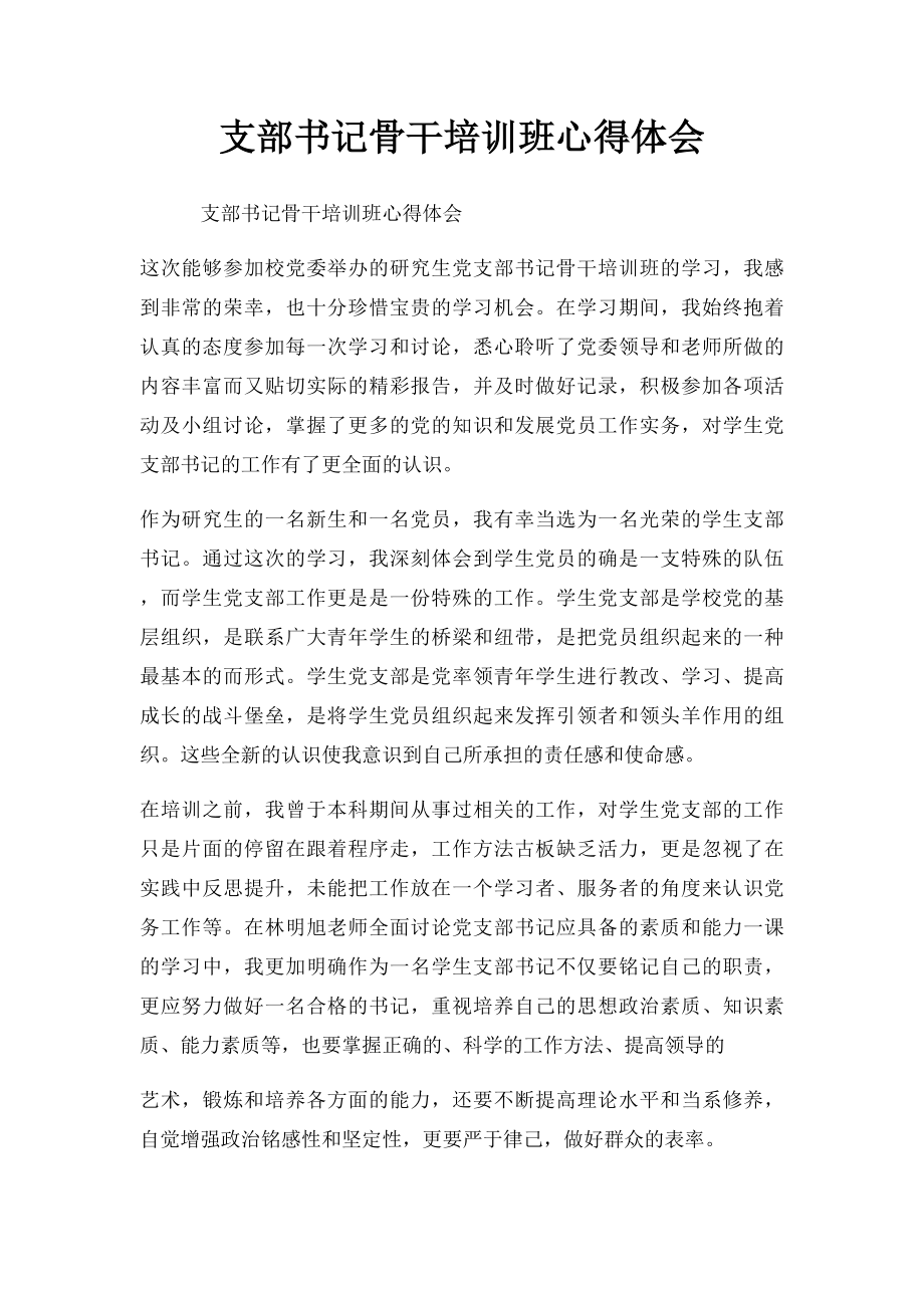 支部书记骨干培训班心得体会.docx_第1页