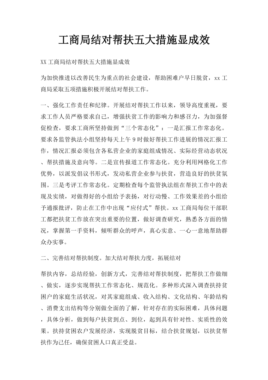 工商局结对帮扶五大措施显成效.docx_第1页