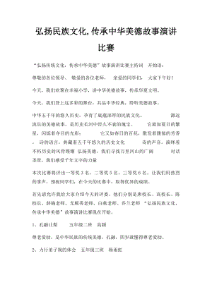 弘扬民族文化,传承中华美德故事演讲比赛.docx