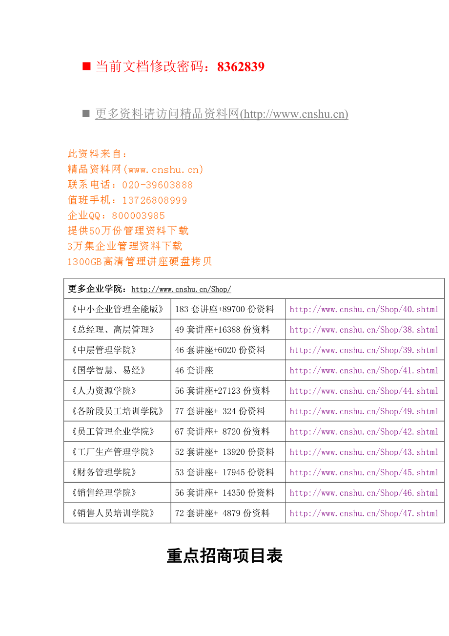 江苏省重点招商项目分析表(66页).doc_第1页