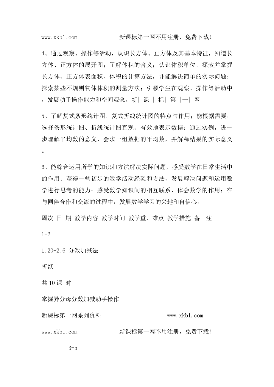 新北师大五年级下册数学教学计划.docx_第2页