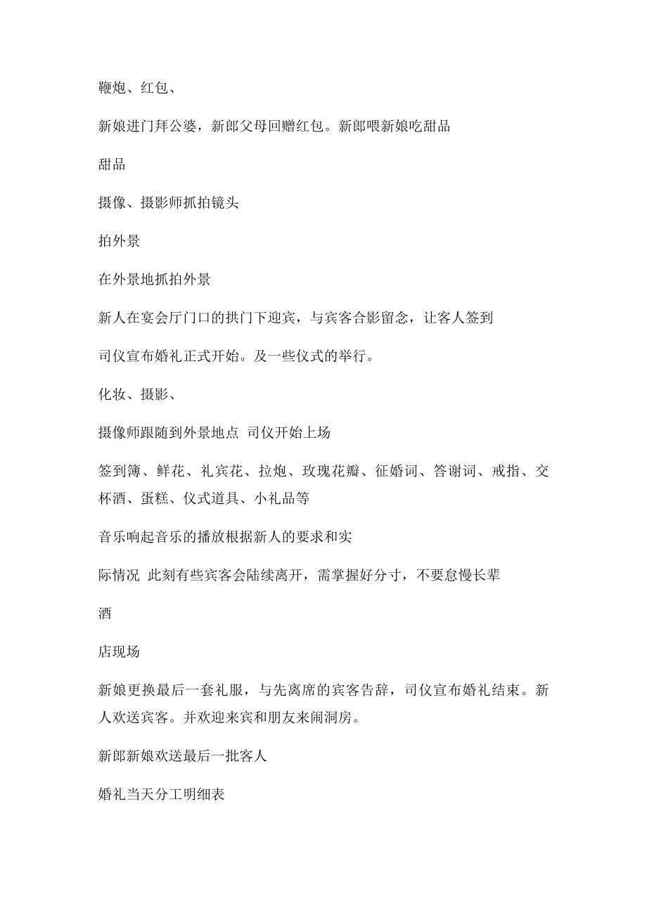 婚礼当天流程和婚礼人员明细表格.docx_第2页