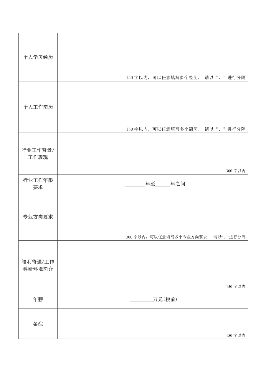 人才引进岗位需求申报表（人员在职岗位）.doc_第2页