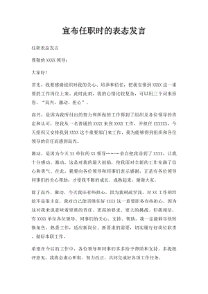 宣布任职时的表态发言.docx