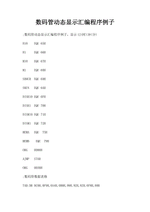 数码管动态显示汇编程序例子.docx