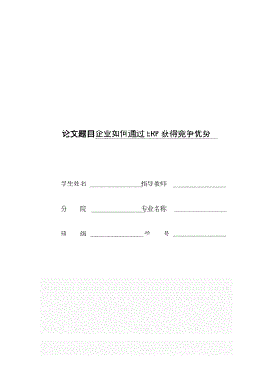 企业如何通过ERP获得竞争优势ERP论文.doc