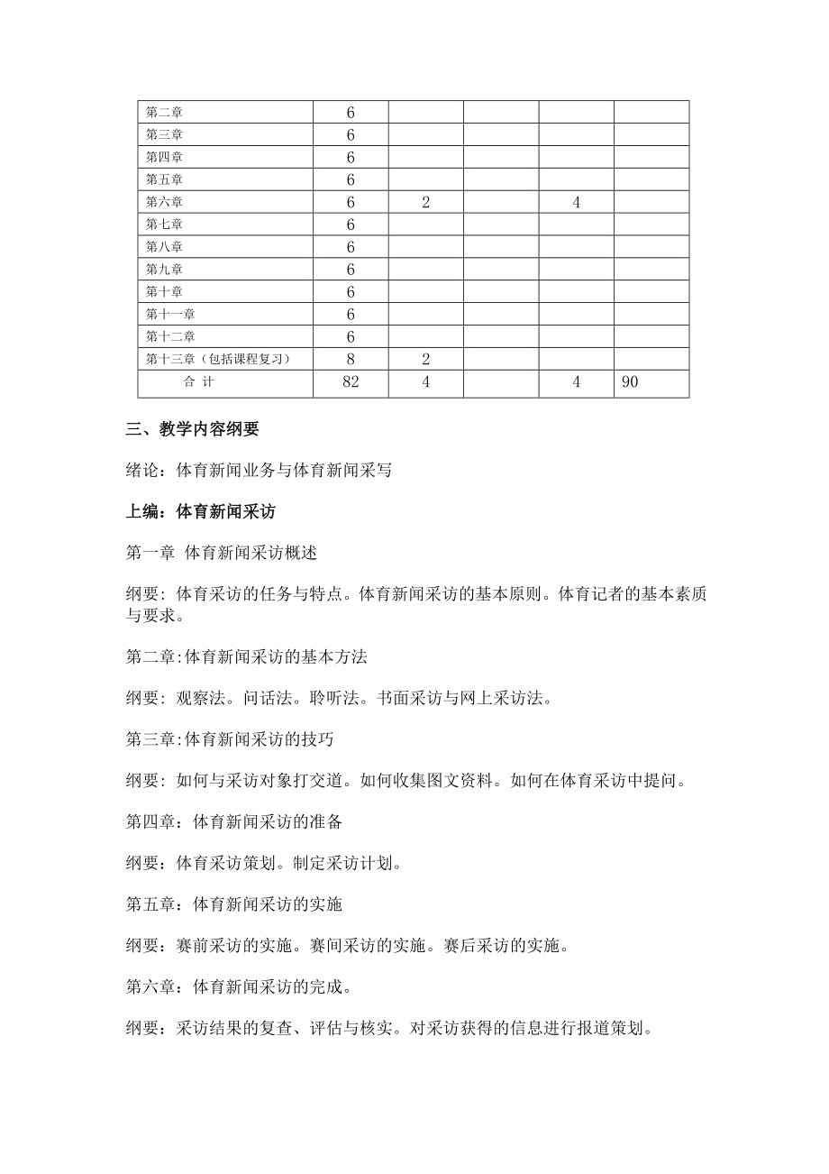 体育新闻采访与写作教学大纲.doc_第2页