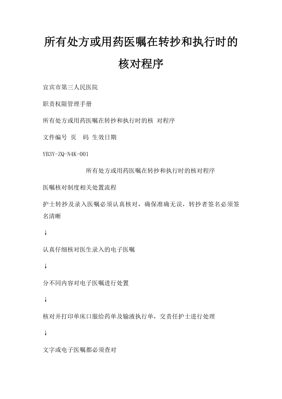 所有处方或用药医嘱在转抄和执行时的核对程序.docx_第1页